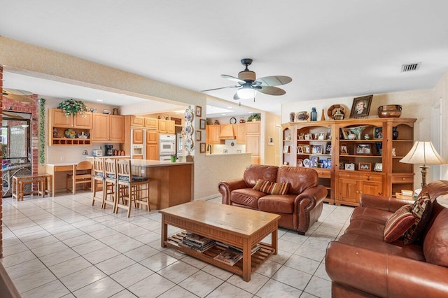 3163 NE 8th Ave, Boca Raton, FL 33431 - living area featuring ceiling fan and light tile patterned floors