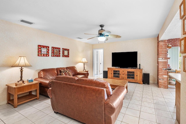 3163 NE 8th Ave, Boca Raton, FL 33431 - living room featuring light marble finish flooring and ceiling fan