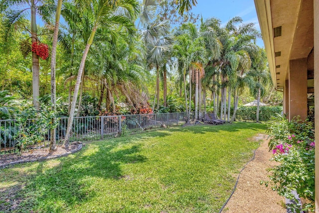 view of yard featuring a fenced backyard