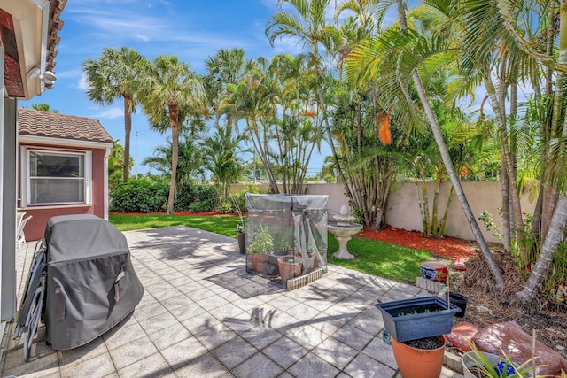 view of patio featuring a fenced backyard