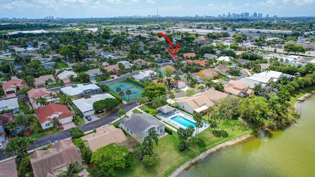 aerial view featuring a city view