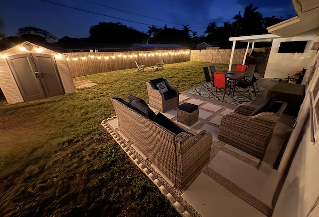 5810 Tucker Rd, Jupiter, FL 33458 - patio at twilight featuring a patio area, outdoor dining space, and outdoor lounge area