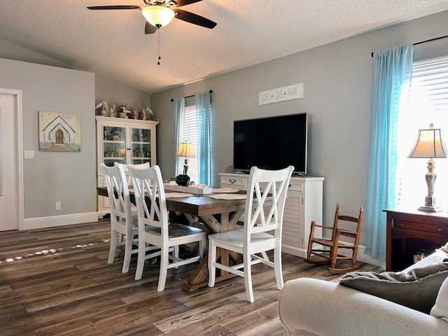 6446 Terra Rosa Cir, Boynton Beach, FL 33472 - dining space with ceiling fan, wood finished floors, a textured ceiling, and baseboards