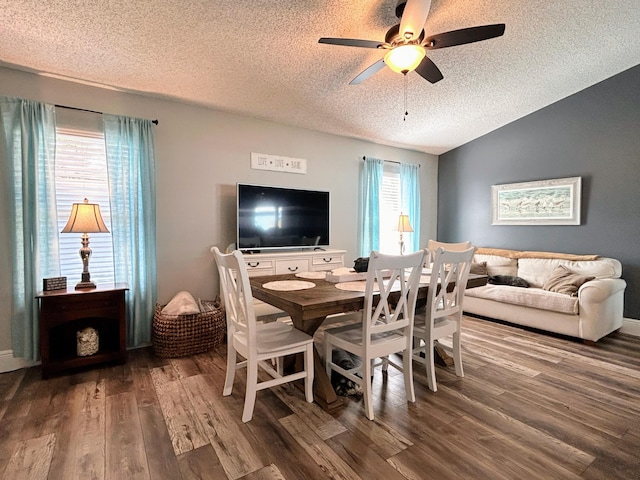 6446 Terra Rosa Cir, Boynton Beach, FL 33472 - dining area featuring wood finished floors, a textured ceiling, and ceiling fan