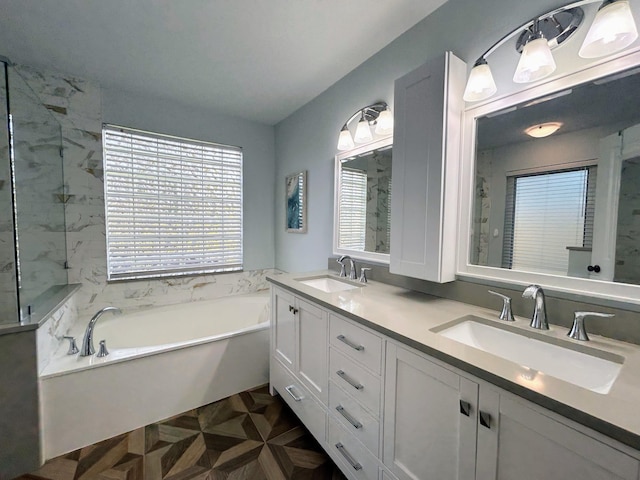 6446 Terra Rosa Cir, Boynton Beach, FL 33472 - bathroom with a garden tub and double vanity