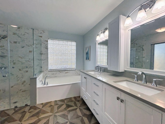 6446 Terra Rosa Cir, Boynton Beach, FL 33472 - bathroom with a stall shower, a bath, and double vanity