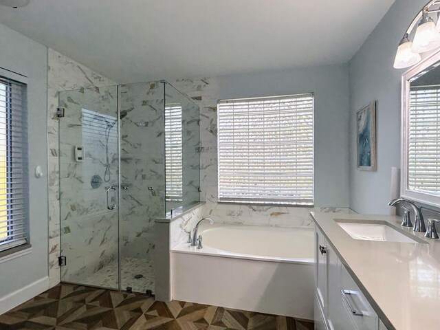 6446 Terra Rosa Cir, Boynton Beach, FL 33472 - bathroom with a stall shower, a bath, and double vanity