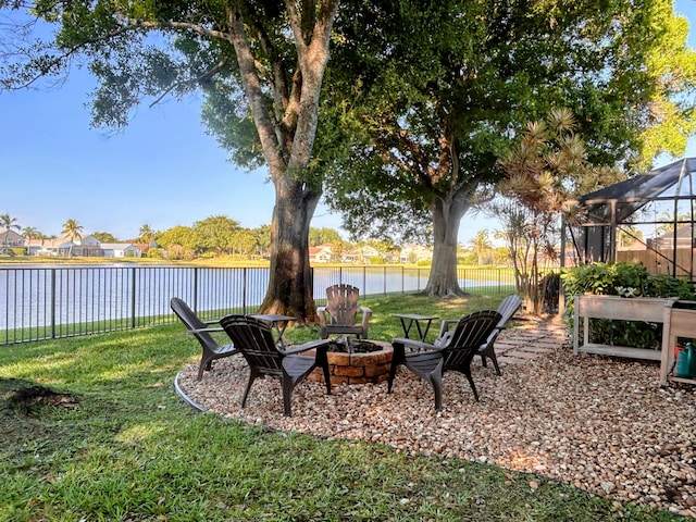 6446 Terra Rosa Cir, Boynton Beach, FL 33472 - view of yard with an outdoor fire pit and a water view