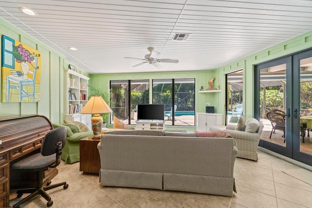 sunroom / solarium with french doors and visible vents
