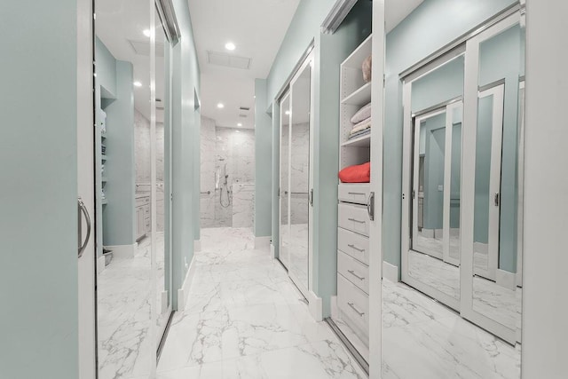 3352 SE Cascadia Way, Hobe Sound, FL 33455 - corridor with recessed lighting and marble finish floor