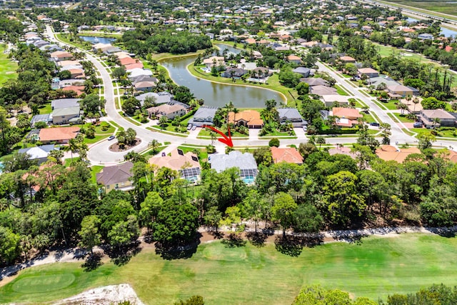 582 Cypress Green Cir, Wellington, FL 33414 - aerial view with a water view, view of golf course, and a residential view