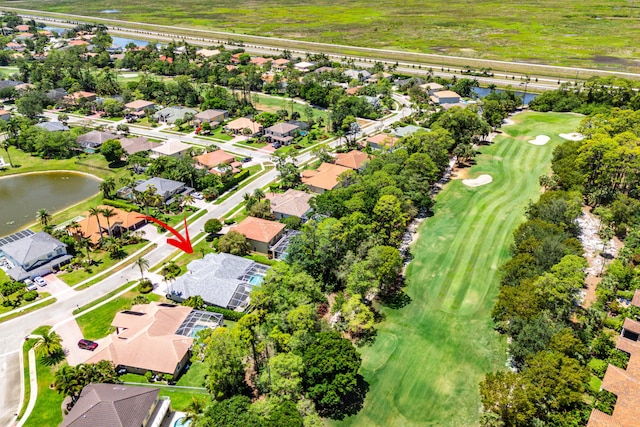 582 Cypress Green Cir, Wellington, FL 33414 - birds eye view of property featuring a water view, a residential view, and golf course view