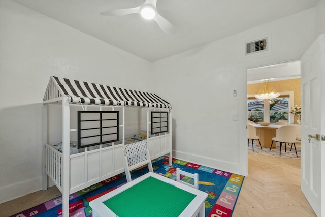 951 Selkirk St, West Palm Beach, FL 33405 - bedroom featuring an inviting chandelier, baseboards, and visible vents