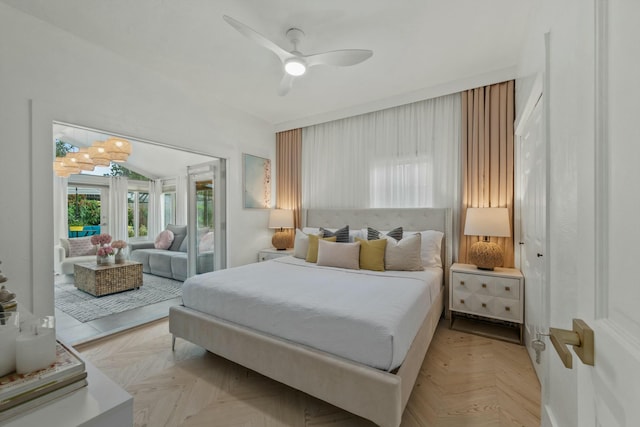 951 Selkirk St, West Palm Beach, FL 33405 - bedroom featuring access to outside and a ceiling fan