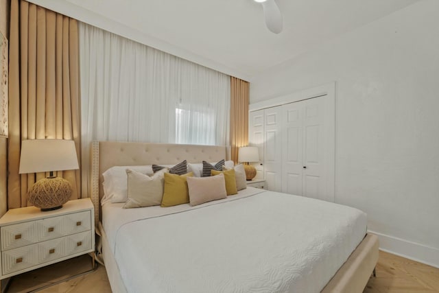 951 Selkirk St, West Palm Beach, FL 33405 - bedroom featuring baseboards, ceiling fan, and a closet