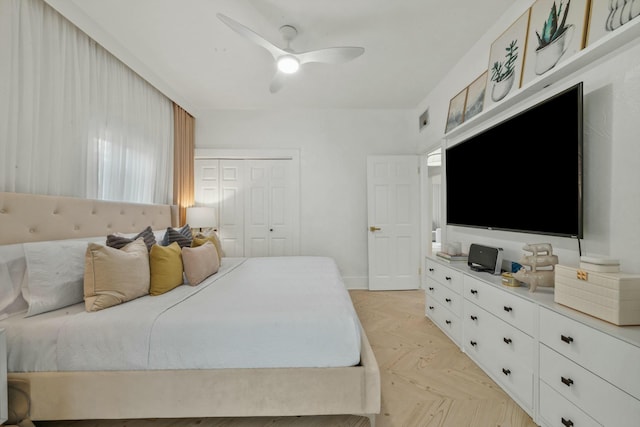 951 Selkirk St, West Palm Beach, FL 33405 - bedroom with a ceiling fan, visible vents, and a closet