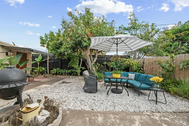 951 Selkirk St, West Palm Beach, FL 33405 - view of patio / terrace with an outdoor hangout area and a fenced backyard