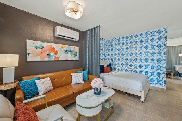 951 Selkirk St, West Palm Beach, FL 33405 - bedroom with tile patterned flooring and a wall mounted AC