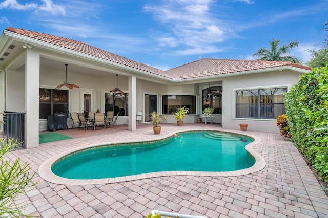16211 Rosecroft Ter, Delray Beach, FL 33446 - outdoor pool with a patio and a ceiling fan