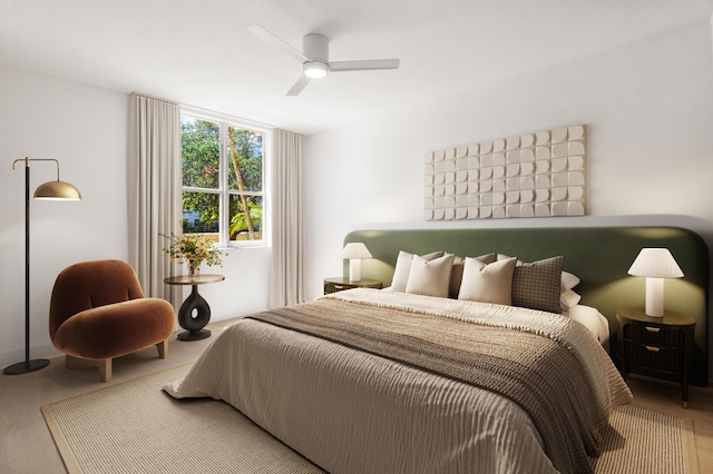 720 S Sapodilla Ave Unit 105, West Palm Beach, FL 33401 - bedroom with wood finished floors and ceiling fan