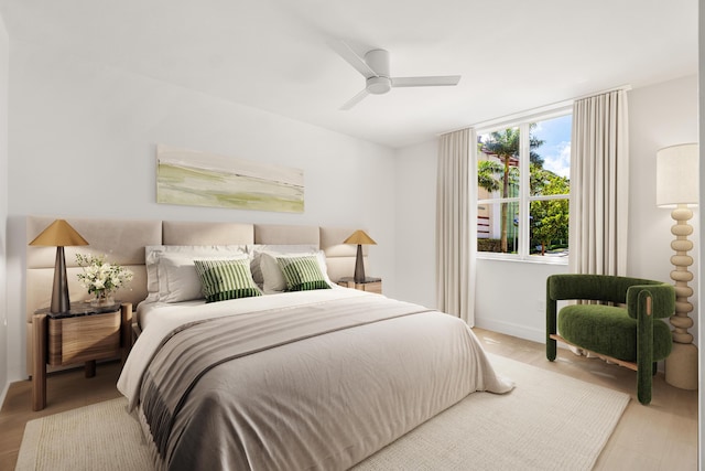 720 S Sapodilla Ave Unit 105, West Palm Beach, FL 33401 - bedroom featuring a ceiling fan and wood finished floors