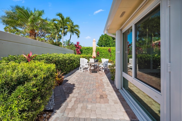 view of patio featuring outdoor dining space