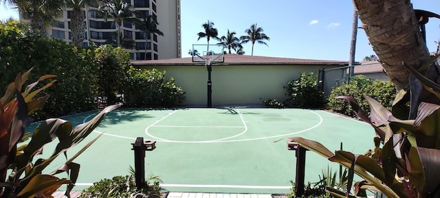 view of basketball court with basketball hoop