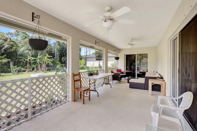 12820 87th St N, West Palm Beach, FL 33412 - sunroom / solarium featuring a ceiling fan