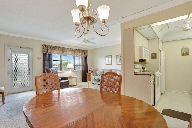 432 Grantham Unit B, Deerfield Beach, FL 33442 - dining space featuring ceiling fan, a chandelier, and ornamental molding