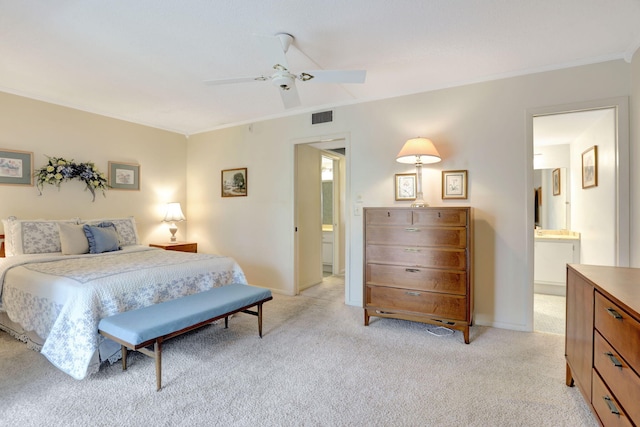 432 Grantham Unit B, Deerfield Beach, FL 33442 - bedroom featuring light carpet, crown molding, ensuite bathroom, and baseboards
