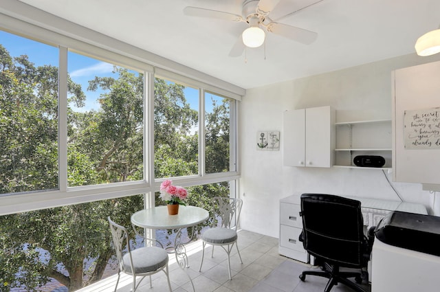432 Grantham Unit B, Deerfield Beach, FL 33442 - office space featuring light tile patterned floors, plenty of natural light, and ceiling fan