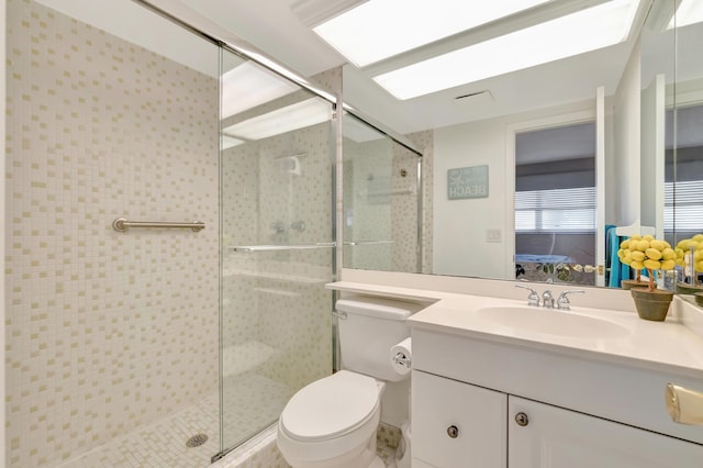 3101 S Ocean Blvd Unit 220, Highland Beach, FL 33487 - full bath featuring a shower stall, toilet, vanity, and ensuite bathroom