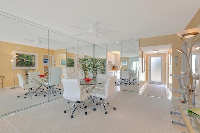 3101 S Ocean Blvd Unit 220, Highland Beach, FL 33487 - dining area with light colored carpet and ceiling fan
