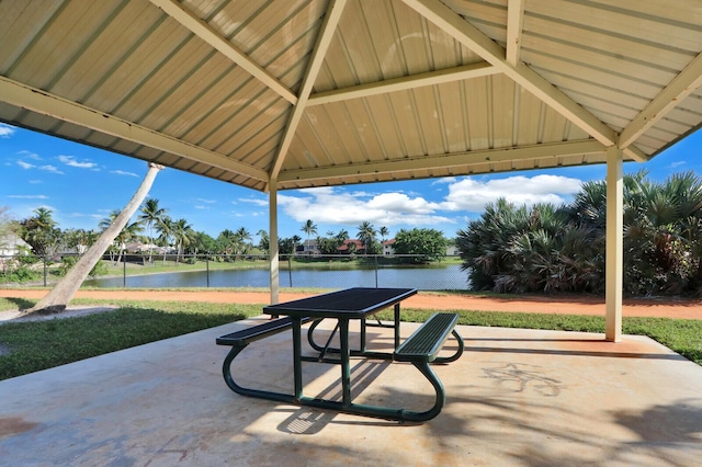 6089 Adams St, Jupiter, FL 33458 - view of patio featuring a water view and a gazebo