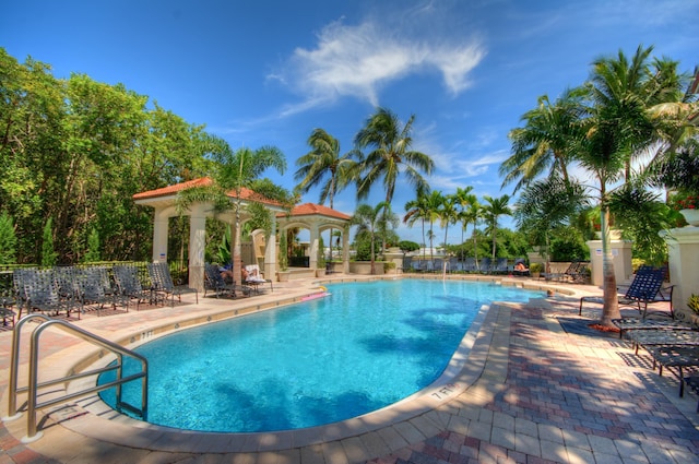 3211 Tuscany Way, Boynton Beach, FL 33435 - community pool with a patio, fence, and a gazebo