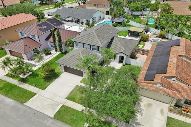 bird's eye view with a residential view
