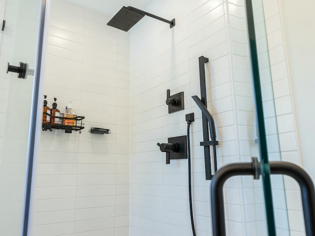 bathroom featuring a stall shower