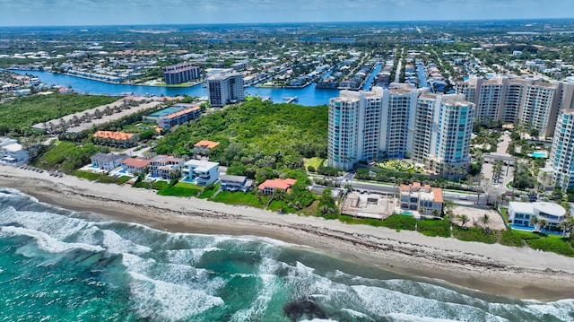 3740 S Ocean Blvd Unit 1602, Highland Beach, FL 33487 - bird's eye view featuring a water view, a view of city, and a view of the beach