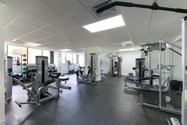 5600 N Flagler Dr Unit 1207, West Palm Beach, FL 33407 - exercise room with visible vents, a drop ceiling, and baseboards