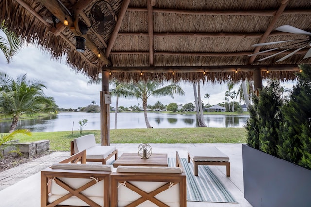 45 Misty Meadow Dr, Boynton Beach, FL 33436 - exterior space featuring a gazebo, a water view, and a lawn