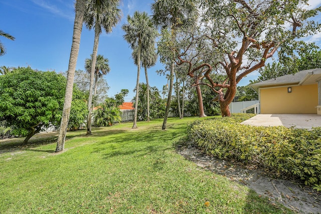 view of yard with a patio area and fence