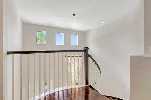 stairs featuring recessed lighting