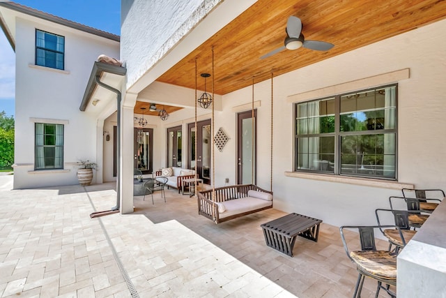 view of patio / terrace featuring outdoor lounge area and a ceiling fan