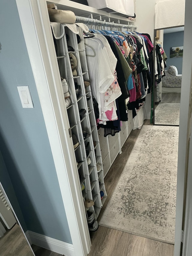 spacious closet featuring wood finished floors