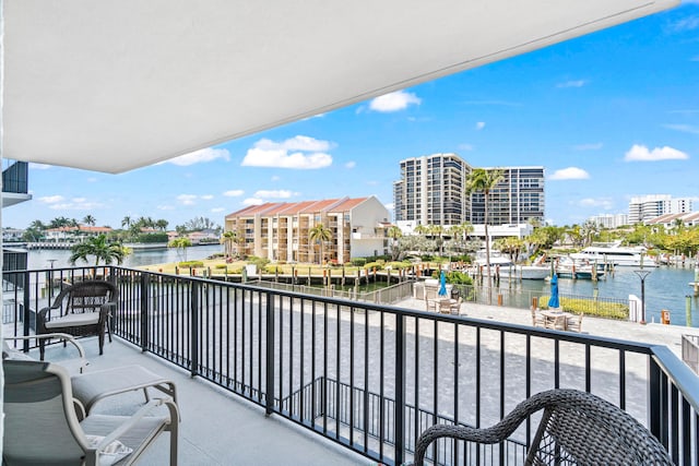 balcony with a water view