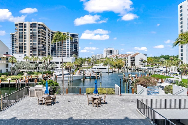 exterior space featuring a water view
