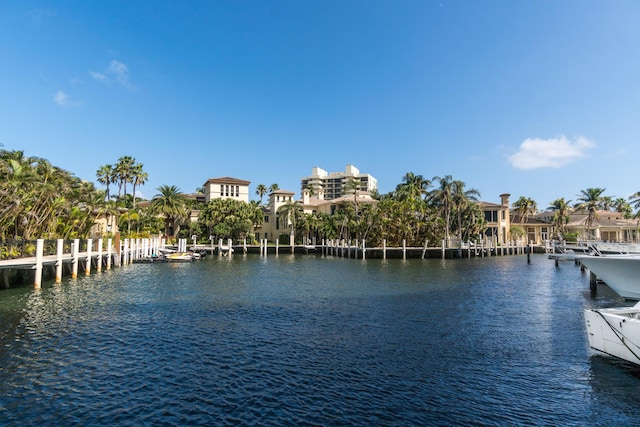 view of water feature featuring a dock