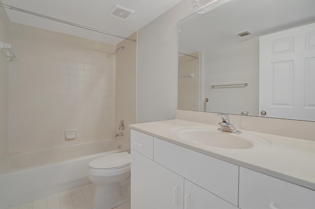 5874 Crystal Shores Dr Unit 308, Boynton Beach, FL 33437 - bathroom with vanity, toilet, shower / bath combination, and tile patterned flooring