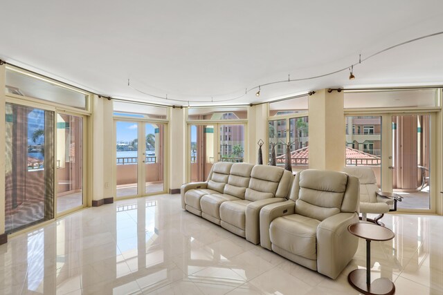 300 SE 5th Ave Unit 2050, Boca Raton, FL 33432 - living area featuring a water view and french doors