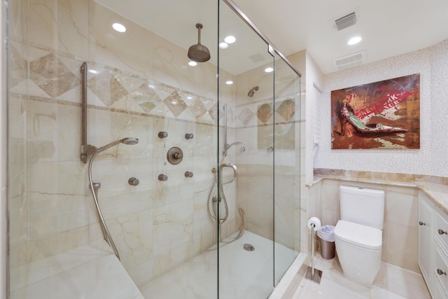 300 SE 5th Ave Unit 2050, Boca Raton, FL 33432 - bathroom with toilet, visible vents, and a stall shower